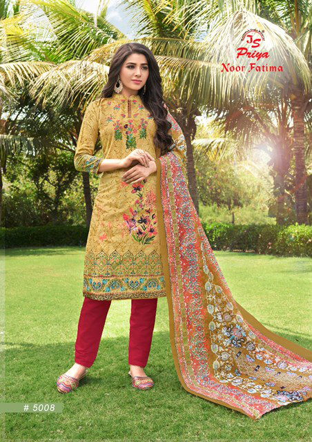 Js Priya Noor Fatima 5 Latest Fancy Collection Of Designer Printed Pure Cotton Dress Material